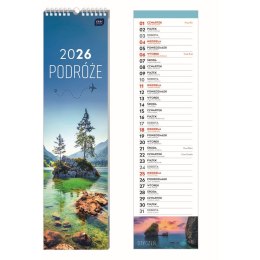 Kalendarz ścienny paskowy 135mm x 500mm Interdruk (PODRÓŻE)