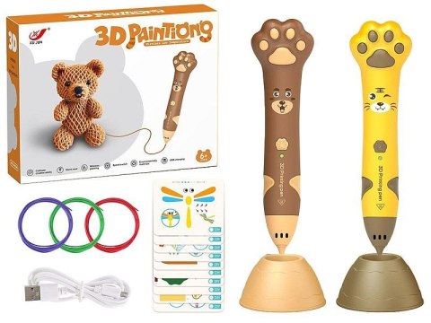 Zestaw kreatywny dla dzieci długopis 3D, z zestawem kolorowych wkładów, kabel USB Adar (625747)