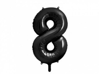 Balon foliowy Cyfra 8, 86cm, czarny 34cal Partydeco (FB1M-8-010)