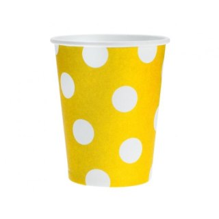 Kubek jednorazowy żółty w groszki 6 szt. papier 270ml Godan (PF-KGZO)