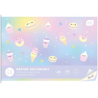 Zeszyt papierów kolorowych PASTEL A5 115g 10k Interdruk