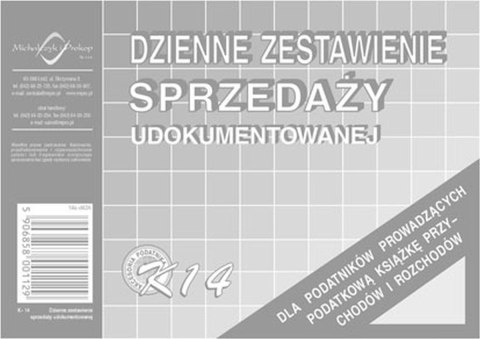 Druk offsetowy dzienne zestawienie sprzedaży A6 50k. Michalczyk i Prokop (K-14)