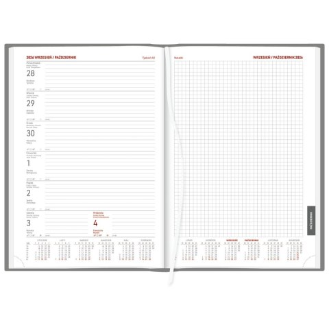 Kalendarz książkowy (terminarz) CZARNY aluminium TYGODNIOWY Z NOTESEM B5 (237 B5TNB)