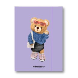 Teczka kartonowa na gumkę Teddies& Misia A4 fioletowy 270g Narcissus