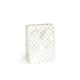 Torba prezentowa biała w złote kropki, S [mm:] 200x80x 150 Argo (257024)