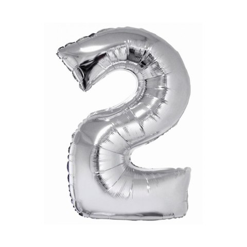 Balon foliowy Smart cyfra 2 srebrna 76cm Godan (CH-SSR2)