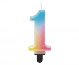 Świeczka urodzinowa Godan cyferka 1, ombre, pastelowa, 8 cm (SF-OPA1)