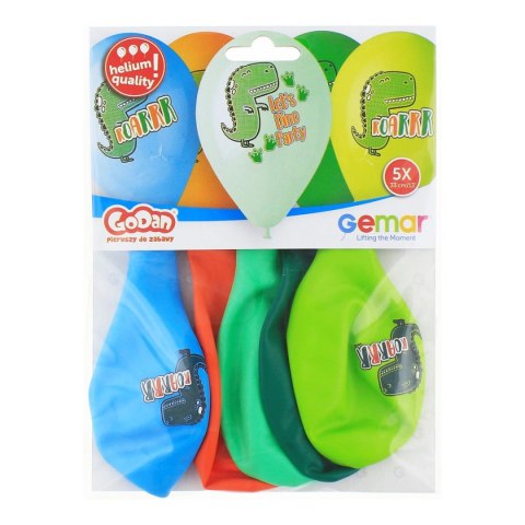Balon gumowy Premium Hel Lets Dino Party 13 cali/5 szt. mix 13cal Godan (GS120/854)