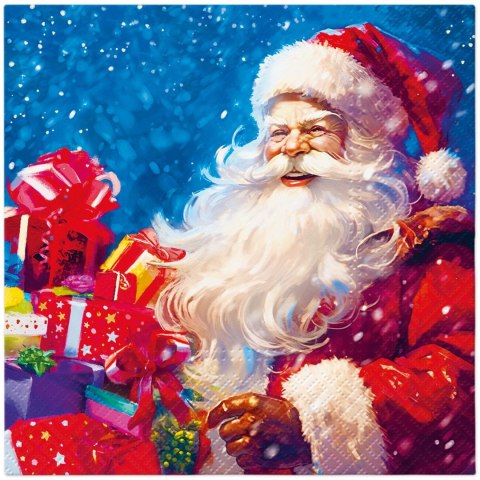 Serwetki Lunch BN Santa Claus With Gift Boxes mix nadruk bibuła [mm:] 330x330 Paw (SDL240000)