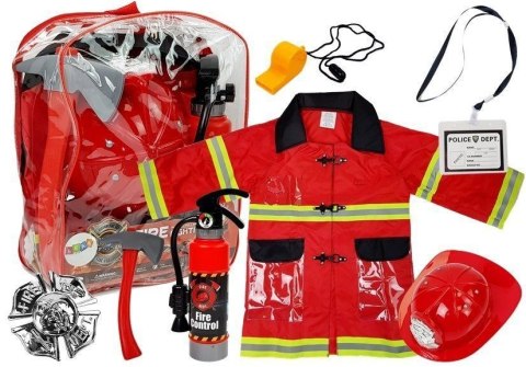 Kostium Strażaka Mundur Dla Dzieci Bal Gaśnica Kask Akcesoria Lean (8329)