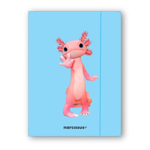 Teczka kartonowa na gumkę Teddies& Aksolotl A4 niebieski 270g Narcissus