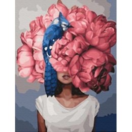 Zestaw kreatywny Diamentowa mozaika kobieta głowa z różowych kwiatów 40x30cm Norimpex (NO-1007741)