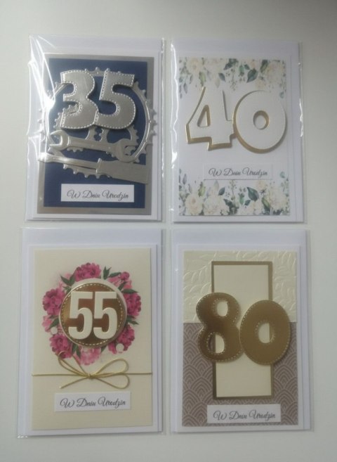 Kartka składana urodziny cyfra ręcznie zdobiona C6 Deco Styl (C6)