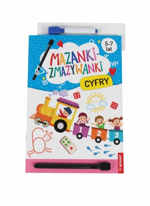 Książeczka edukacyjna Mazanki-zmazywanki. Kolorowe cyfry. Ćwiczenia z pisakiem Demart