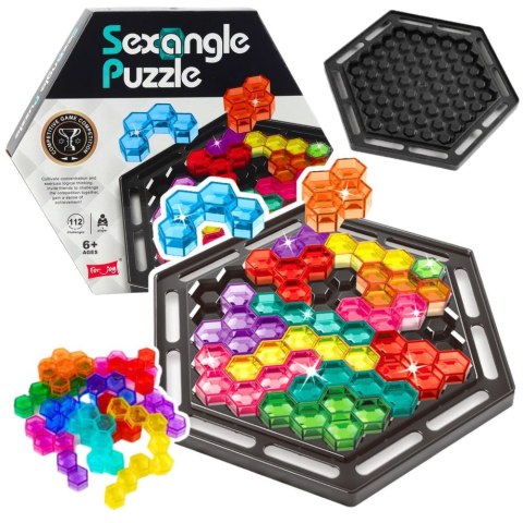 Układanka Logiczna Sexangle Puzzle Tetris 16 Klocków 112 Zadań Lean (27739)