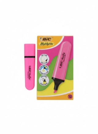Zakreślacz FLAT HIGHLIGHTER 12 szt 3086123742871 wkład różowy Bic (517963 neon różowy)