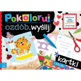Książeczka edukacyjna Pokoloruj, ozdób, wyślij. Kartki i liściki Aksjomat (2910)