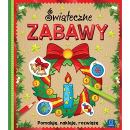 Książeczka edukacyjna Świąteczne zabawy. Pomaluję, nakleję, rozwiążę Aksjomat (3140)