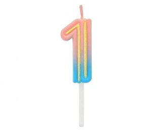 Świeczka urodzinowa cyferka B&C Neon 1, 44x28x12mm Godan (7C-SCN1)