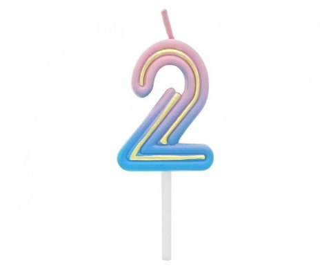 Świeczka urodzinowa cyferka B&C Neon 2, 44x28x12mm Godan (7C-SCN2)