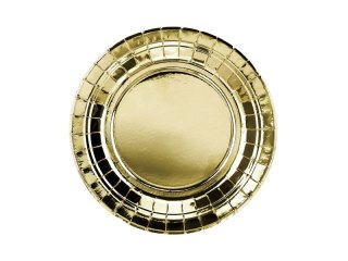 Talerz jednorazowy okrągły złoty 18cm/6sztuk papier śr. 180mm 6 szt Partydeco (TPP57-019ME)