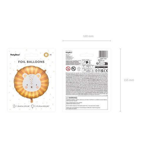 Balon foliowy Lew, 70x67 cm 20cal Partydeco (FB208)