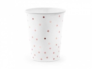 Kubek jednorazowy biały w kropki (1 op. / 6 szt.) papier 260ml Partydeco (KPP53-008-EU1)