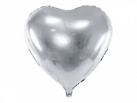 Balon foliowy Serce, 61cm, srebrne 24cal Partydeco (FB23M-018)