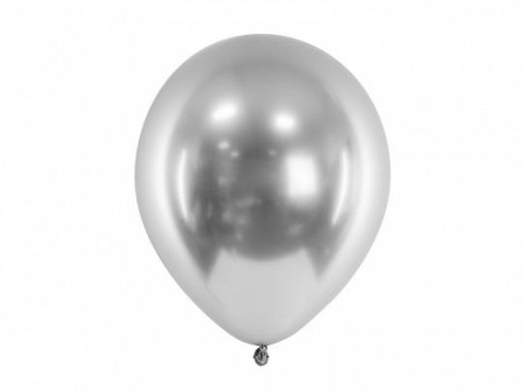 Balon gumowy Glossy 10 szt. Srebrny 300mm Partydeco (CHB1-018-10)