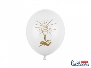 Balon gumowy I Komunia Święta, P. White biały 270mm Partydeco (SB12P-109Z-008-6)