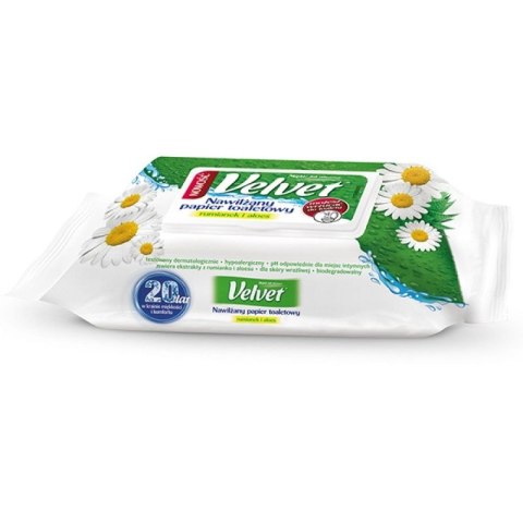 Papier toaletowy nawilżany Camomile&Aloe Vera kolor: biały 48 szt Velvet