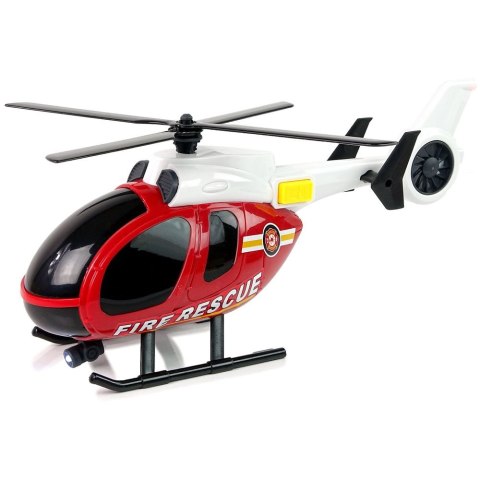 Samochód strażacki Zestaw Pojazdów Helikopter Auto Straż Pożarna Dźwięk Czerwone Lean (12964)