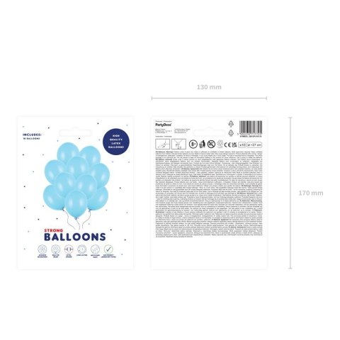 Balon gumowy Party Deco BALONY STRONG pastelowy 10 szt błękit morski 270mm Partydeco (SB12P-011-10)