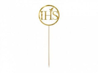 Dekoracja na tort IHS, złoty, 22cm Partydeco (KPT44-019M)