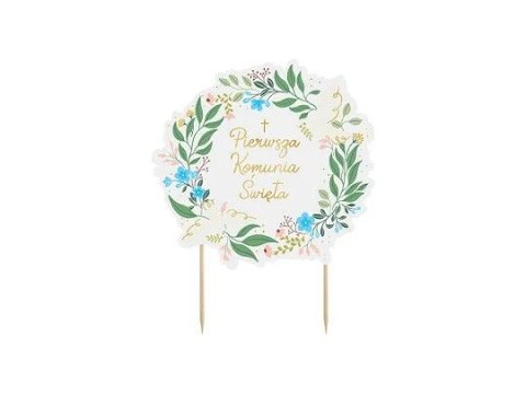 Dekoracja na tort Pierwsza Komunia Święta,16.7x20 cm Partydeco (KPT69)
