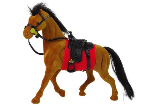 Figurka koń flokowany brązowy 17cm Lean (13380)