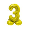 Balon foliowy Smart Cyfra stojąca 3, złota, 72 cm Godan (CS-SZL3)