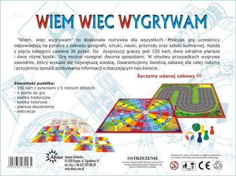 Gra edukacyjna Abino Wiem, więc wygrywam