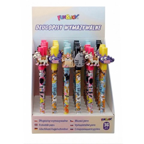 Długopis wymazywalny ZWIERZAKI wkład niebieski 0,7mm Fun&Joy (FJ01021094)