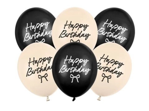 Balon gumowy Happy Birthday Kokardki mix 300mm Partydeco (SB14P-362-000-6)