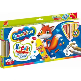 Kredki glinkowe BAMBINO trójkątne 24 kol. St.Majewski (5903235003240)