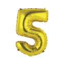 Balon foliowy cyfra 5 złoty 35 cm Godan (FG-C35Z5)