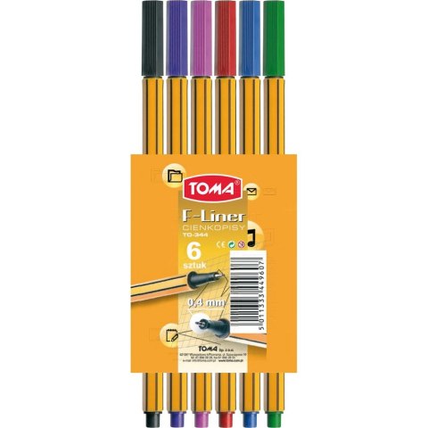 Cienkopis wkład mix 0,4mm 6kol. Toma (344)