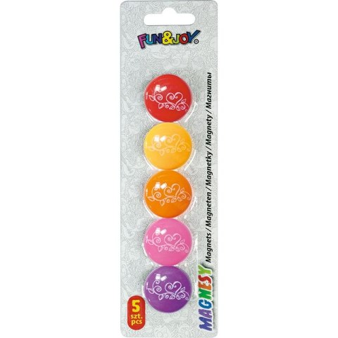 Magnes Kwiaty okrągły mix śr. 29mm Fun&Joy 5 sztuk