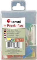 Pinezki plastikowe flagi kolor: mix 40 szt Titanum