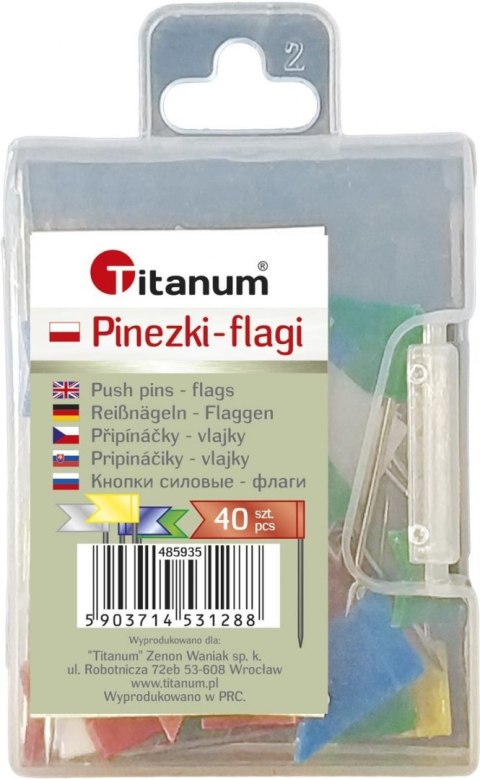 Pinezki plastikowe flagi kolor: mix 40 szt Titanum