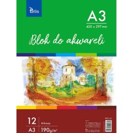 Blok artystyczny Tetis do akwareli A3 190g 12k (KB011-A3)