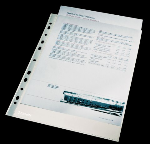 Koszulki na dokumenty krystaliczne A4 kolor: przezroczysty typu U 105 mic. Esselte (56093)