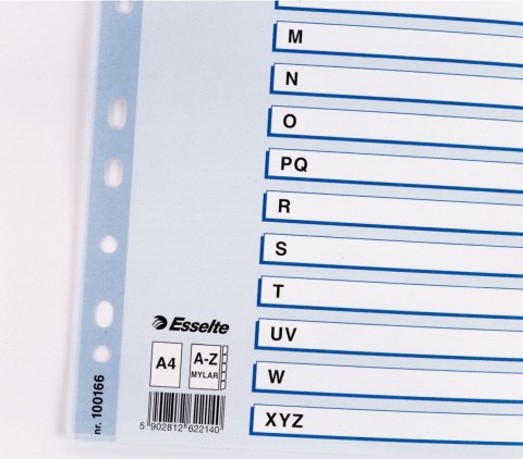 Przekładka alfabetyczna Mylar kartonowe A4 mix kolorów 160g 20k A-Z Esselte (100166)