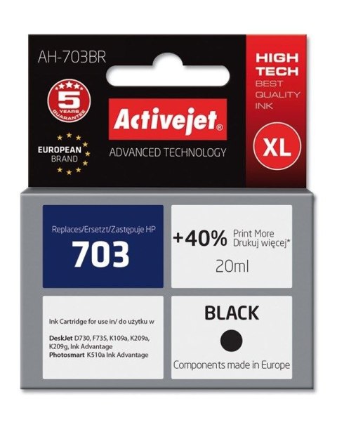 Tusz (cartridge) alternatywny Activejet HP 703 CD887 - czarny 20ml (EXPACJAHP0119)